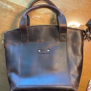 S Zone full grain satchel with crossbody strap